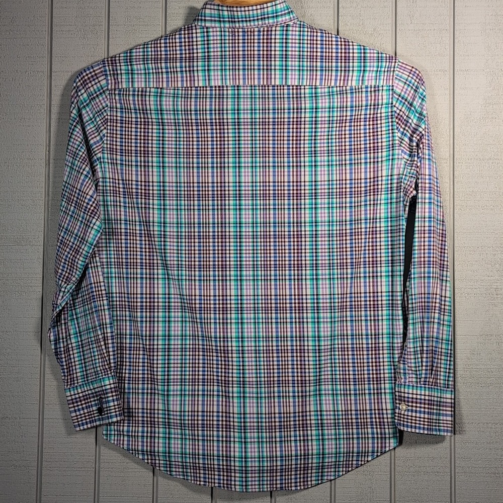 Peter Millar Mens Large Summer Comfort Button Down Plaid LS Shirt - Pelican L - Picture 11 of 12
